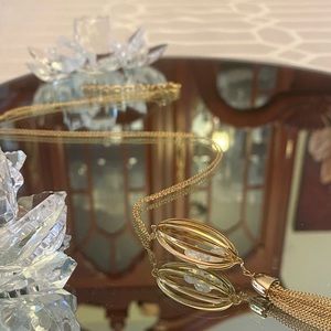 long golden necklace